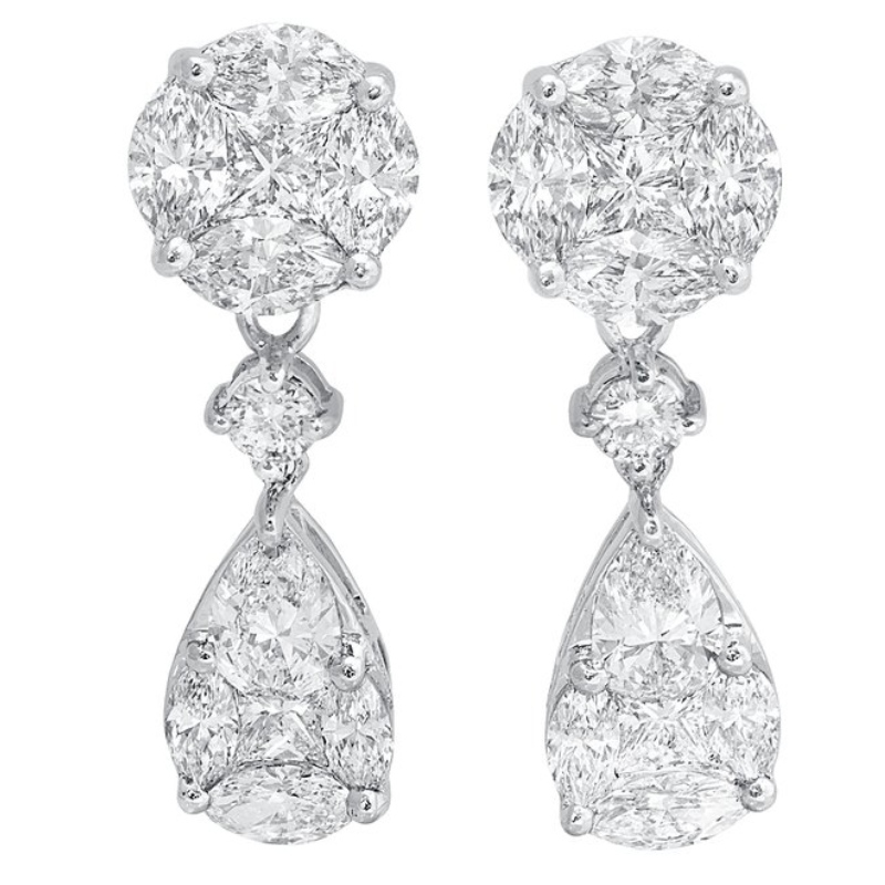 925 เงินสเตอร์ลิง Cubic Zirconia เจ้าสาว Dangle ต่างหูจีน Ruifanbao โรงงานเครื่องประดับ