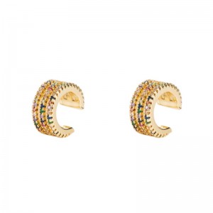 INS ใหม่ในยุโรปและอเมริกาผู้ชายและสตรีหูกระดูกคลิปทองแดงไมโครอินแล้ดสีเซอร์โคเนียมที่เรียบง่ายหูคลิปโดยไม่ต้องเจาะฮิปฮอปต่างหู