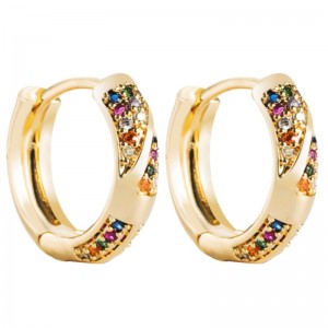 Ins ยุโรปและอเมริกาสไตล์ชาติพันธุ์ต่างหูสร้างสรรค์เรขาคณิตฮอลโลว์ต่างหูหญิงชุบทองแดงจริงทองไมโครอินแลกต่างหูเพทาย